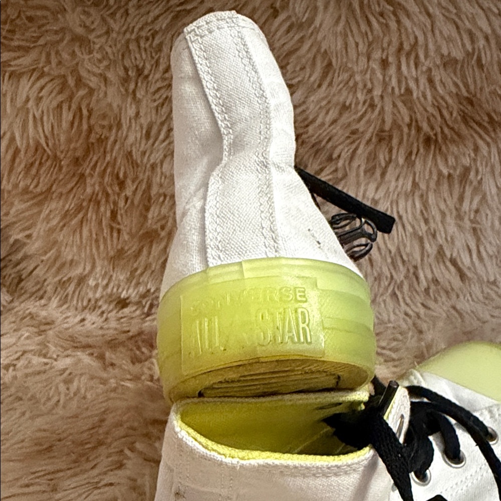 RARE! Converse Chuck Taylor All Star White Neon Sole Hi Top Sneaker - Picture 9 of 11